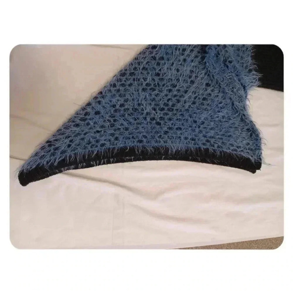 Iperico  One Size Cowl Neck Blue & Black Poncho - Picture 7 of 10